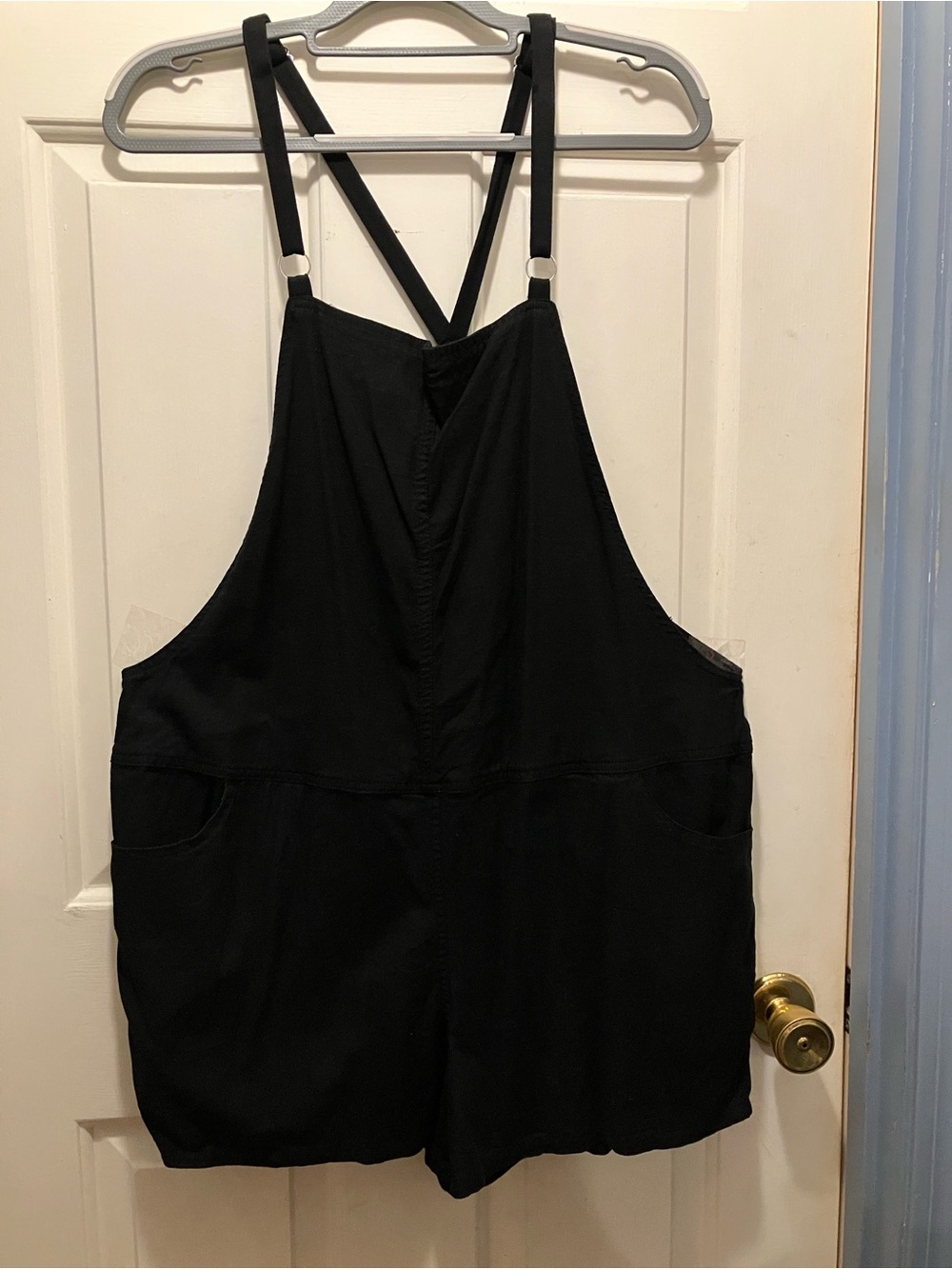 Torrid Size 2 (18-20) Black Short Linen Overalls Romper with Pockets